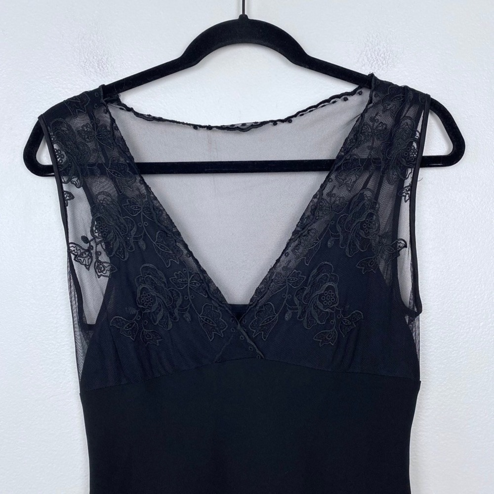 Y2K Black Lace Babydoll Midi Dress Sleeveless Empire Waist‎ Whimsygoth Romantic - Picture 4 of 8